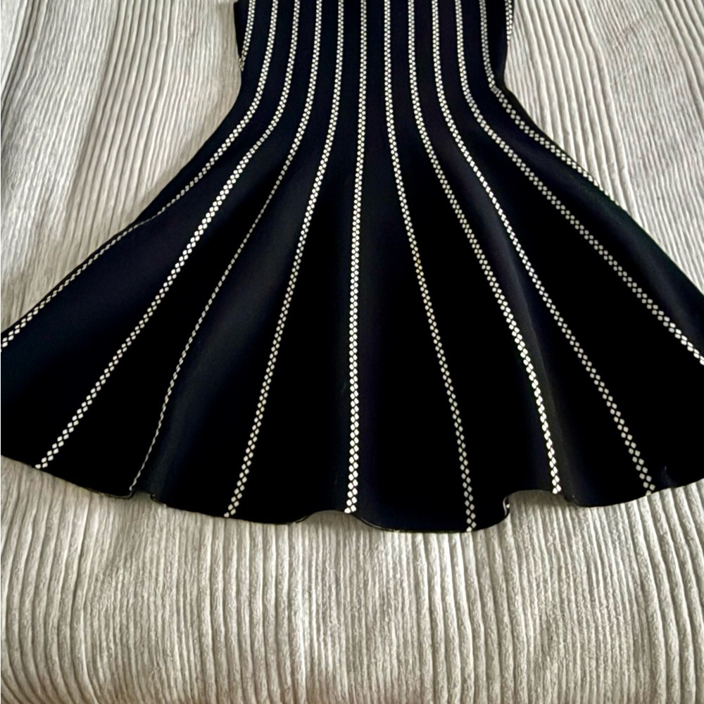 Aqua Sleeveless Knit Dress L Black Fit & Flare Minimal Chic - Picture 3 of 5
